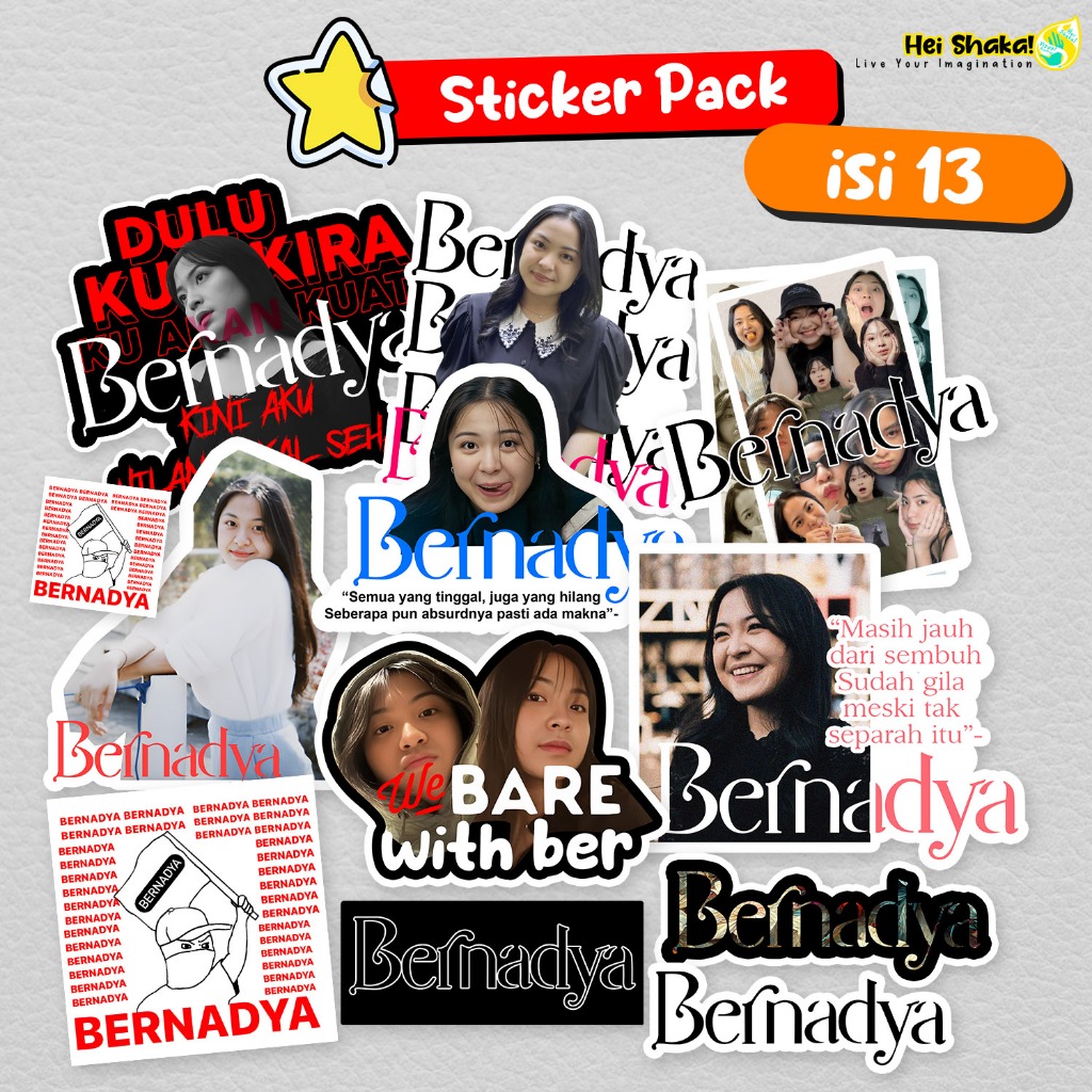 

Stiker Pack Bernadya isi 13 pcs Paket Sticker Nadya Musisi Musik Vinyl Anti Air