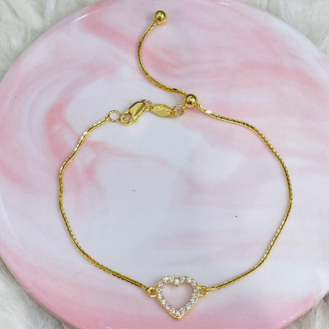 gelang serut love permata simple elegant emas asli kadar 875