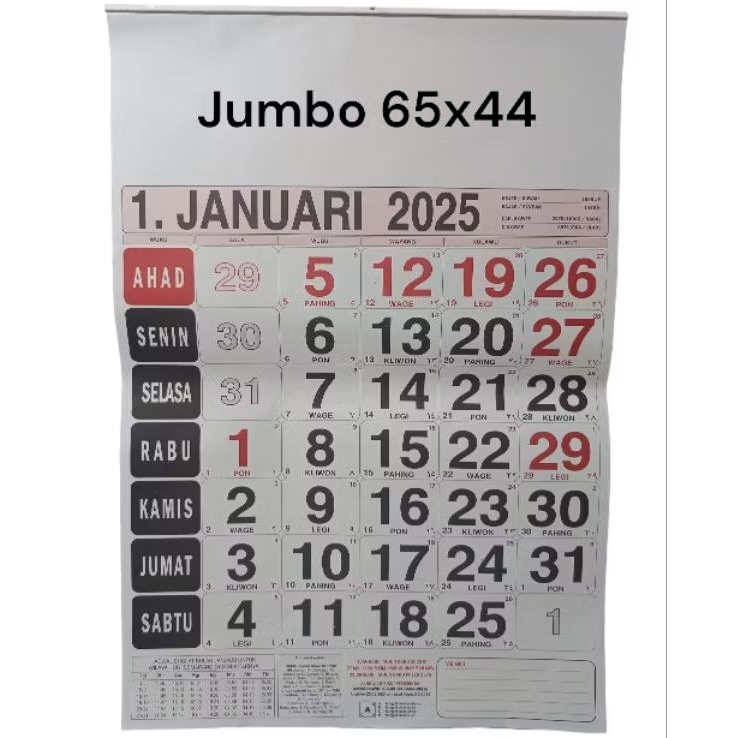 

Kalender Dinding 2025 / Kalender Almanak 2025 / Kalender Jawa 2025 / Kalender Lengkap 2025