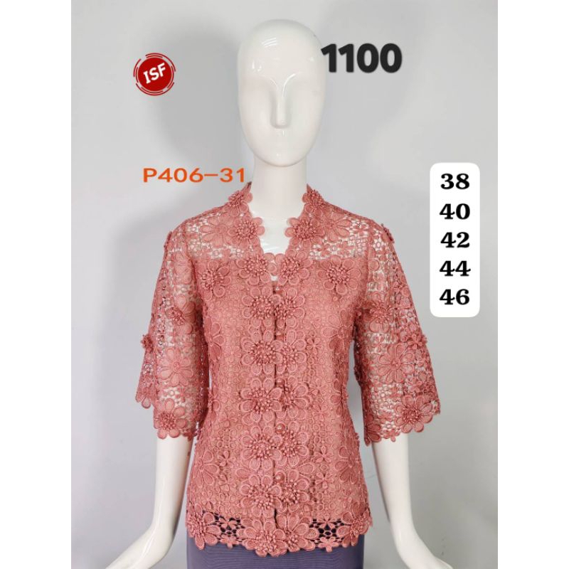Pink Boutique Kebaya Brukat Bangkok P406-31 atasan pink butik kancing depan