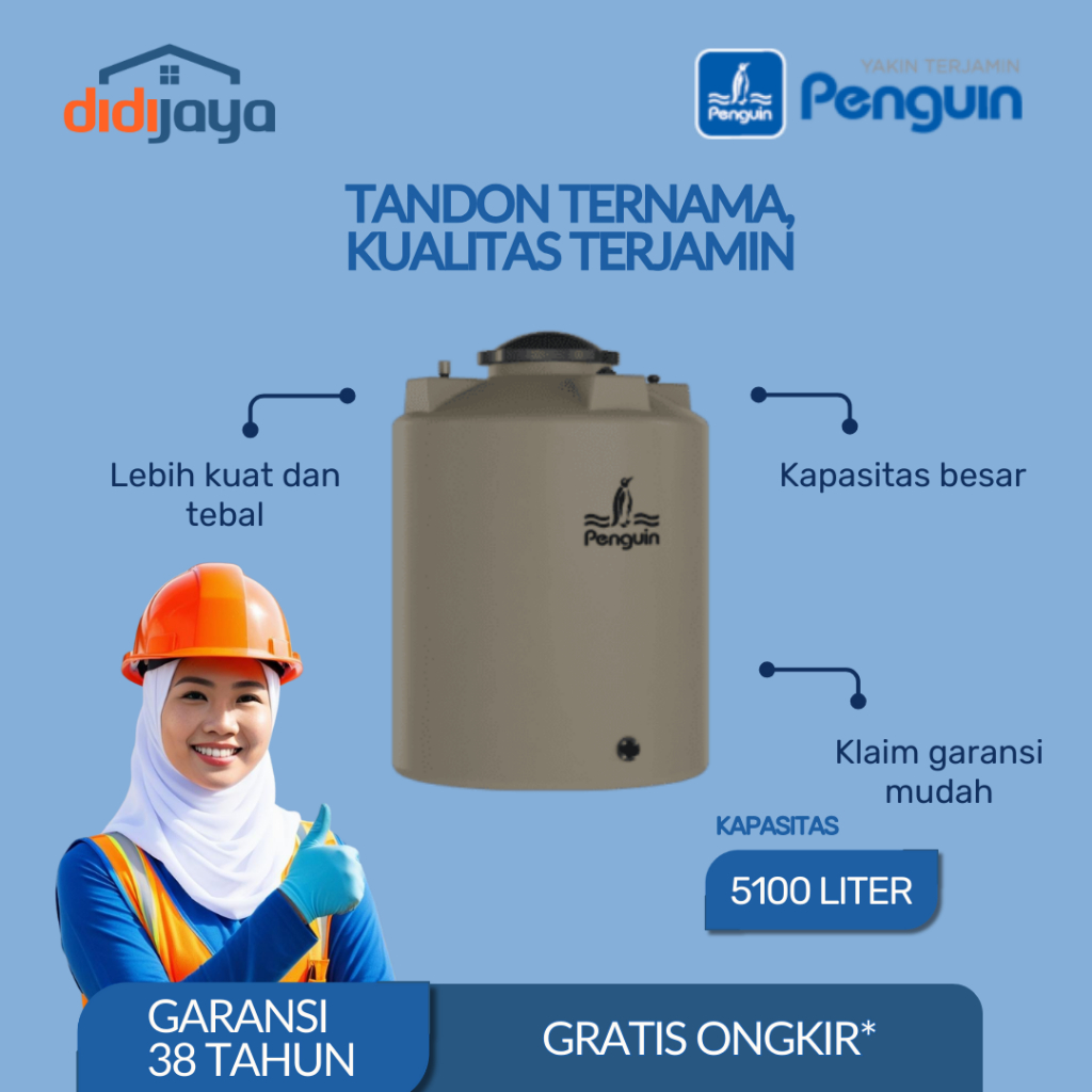Tandon Air Penguin Anti Lumut Toren Air Tangki Air Penguin TB 500 5100 Liter FREE ONGKIR SE-JAWA