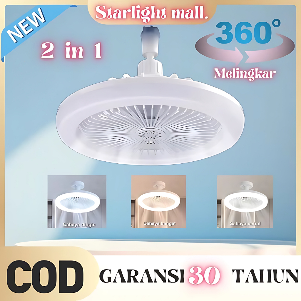 【Diskon terbatas waktu】60w kipas angin gantung plafon kipas lampu gantung plafon remote Lampu kipas 