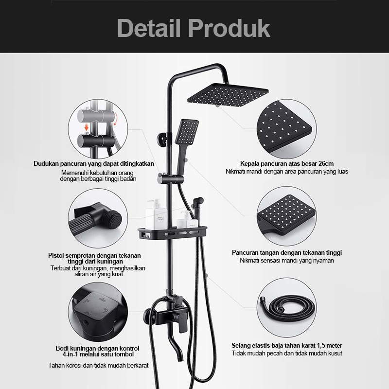 Lenodi Set Shower Kamar Mandi Set Panas-Dingin / 4 Fungsi set sower kamar mandi tembaga lengkap