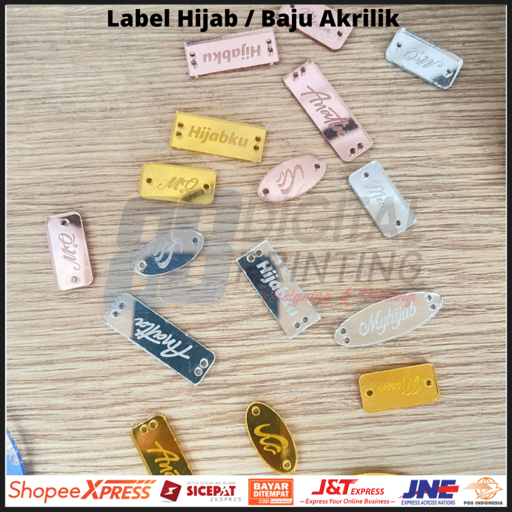 

Label Hijab Baju Akrilik / Custom Label Akrilik Gold / Cutting Label Akrilik Baju