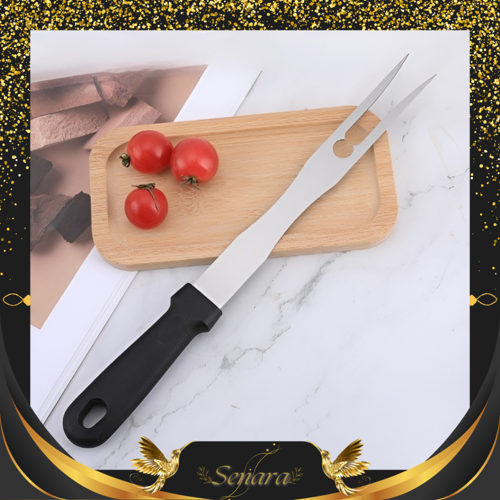 SENARA Garpu Daging Barbeque Tusuk Daging Garpu Jumbo Stainless Handle Plastik