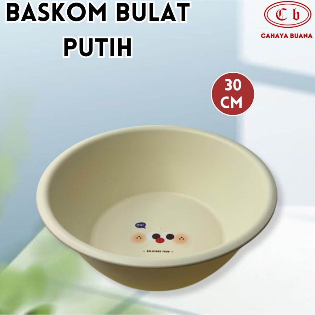 Baskom Putih Plastik Tebal Diameter 30 cm Baskom serbaguna/  baskom air