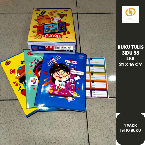 

(1 PACK / 10 BUKU) Buku Tulis Sidu 58 Lembar 21 x 16 cm