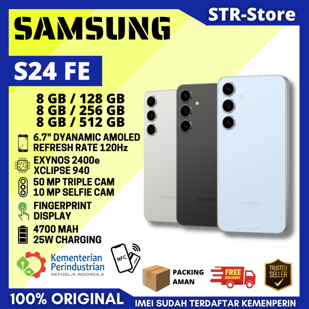 SAMSUNG S24 FE 8/512 GB S24 FE 8/256 GB ANDROID BARU GARANSI RESMI SAMSUNG S 24 FE 8/128 GB - SAMSUN