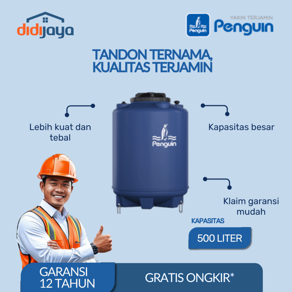 Tandon Air Tanam Penguin 500 Liter TQ 55 | Toren Air | Tangki Air Tanam Penguin