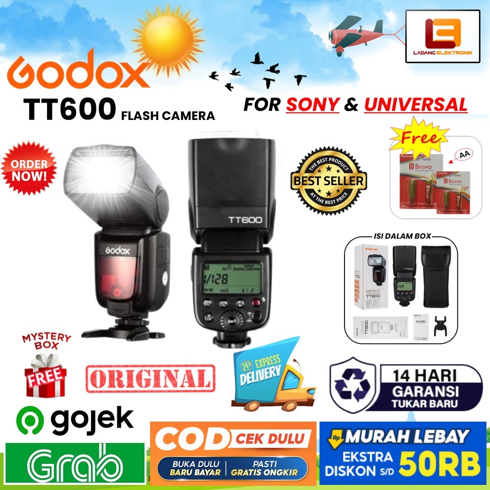 Speedlite Flash Godox TT600 TT 600 Universal + Trigger Godox Canon NiKon Sony Fuji