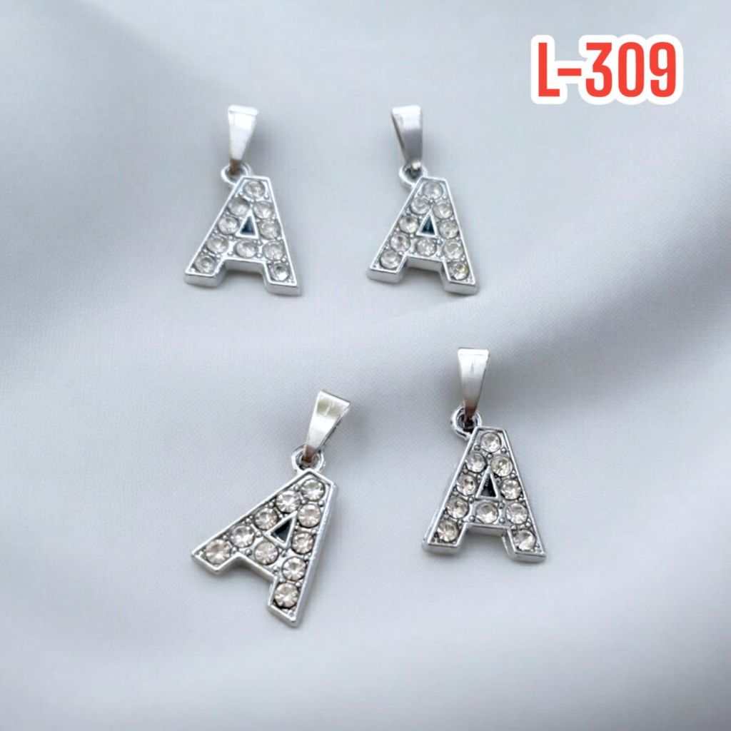 LIONTIN HURUF SILVER MOTIF FULL MATA /BANDUL KALUNG INISIAL NAMA ABJAD /L-309