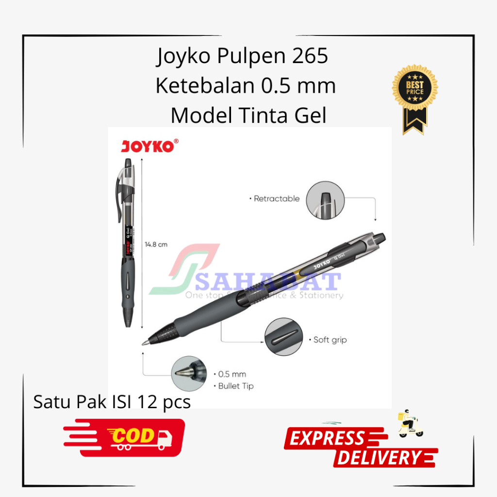 

JOYKO PEN GELL GP-265 / JOYKO PULPEN GELL / PULPEN GELL MURAH