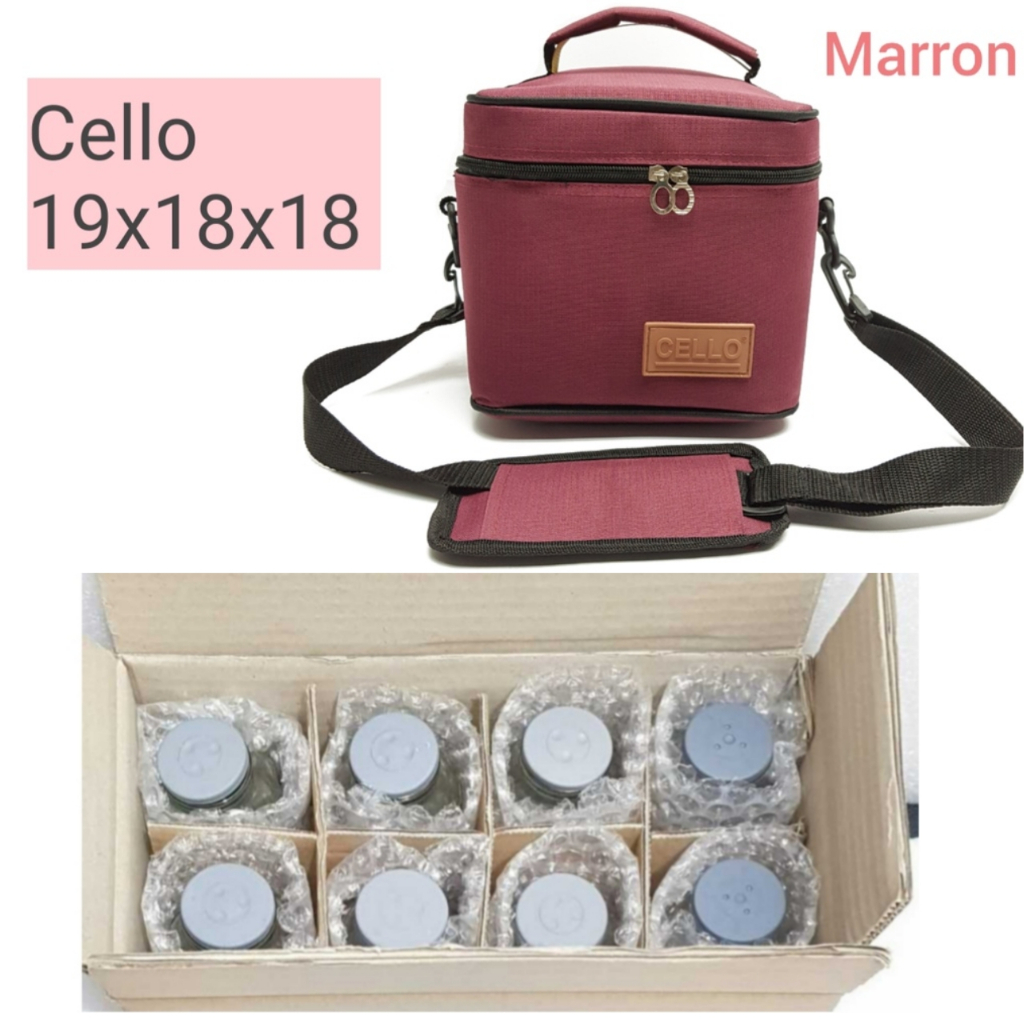 Cooler bag cello + 8 botol asi kaca