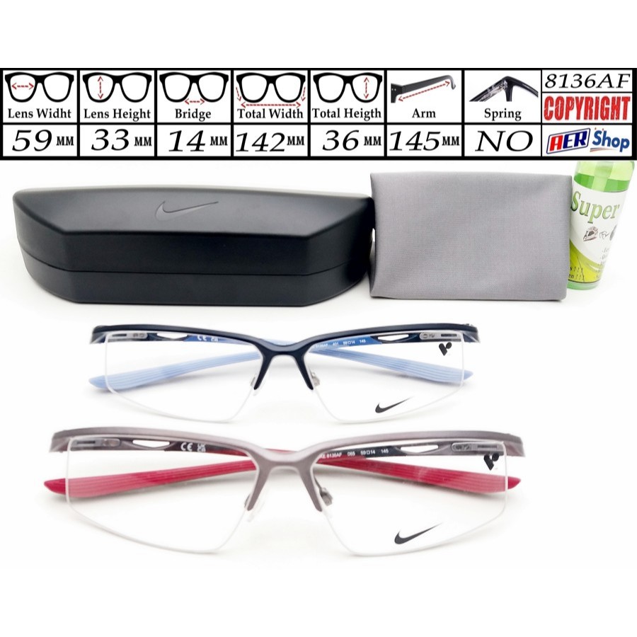 Kacamata NIKE 100 % ORIGINAL frame kacamata NIKE Half frame original frame kacamata minus sporty ele