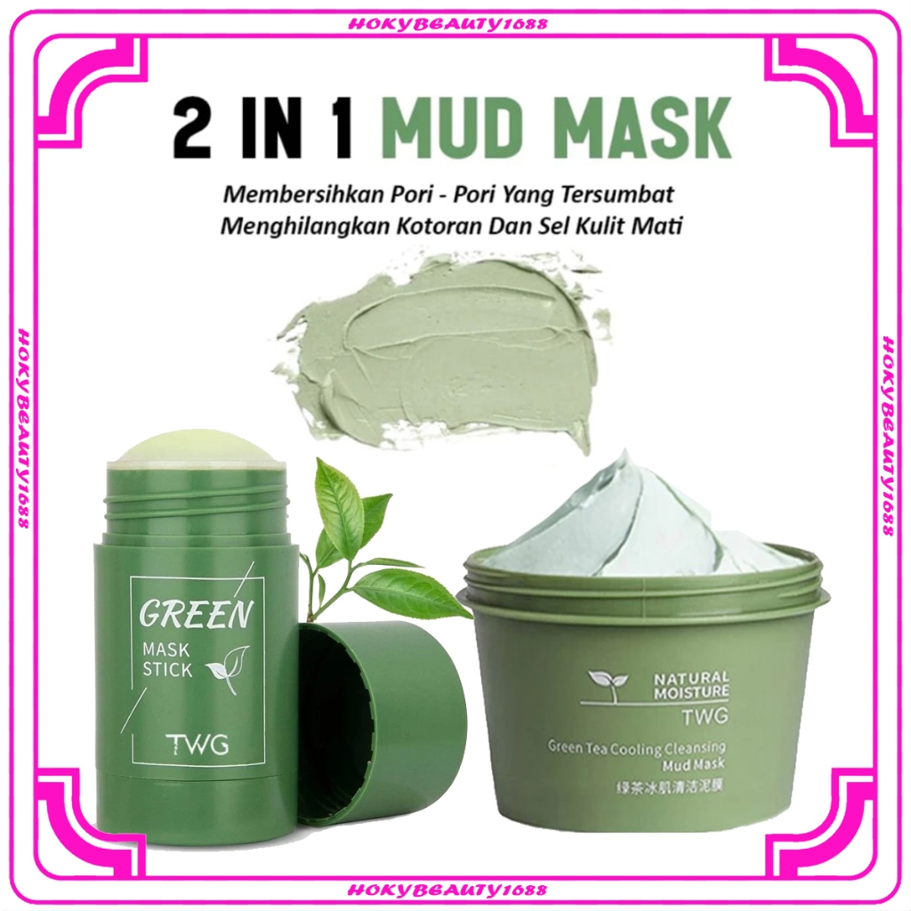 HB [ PAKETAN ] TWG Green Stick Green Tea Masker Pembersih Komedo & TWG Green Tea Clay Mask Masker Wa