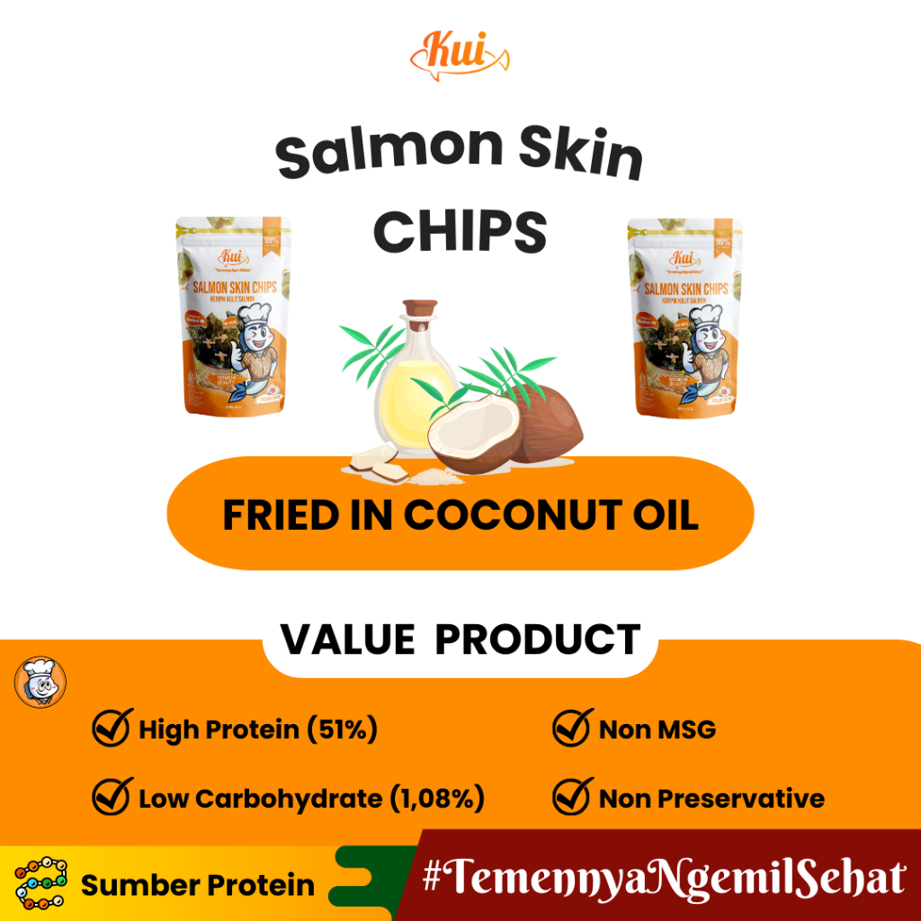 

Ay00! KUI Salmon Skin No Msg / MPASI Keripik Kulit Ikan Salmon Tanpa Tepung / Telur Asin