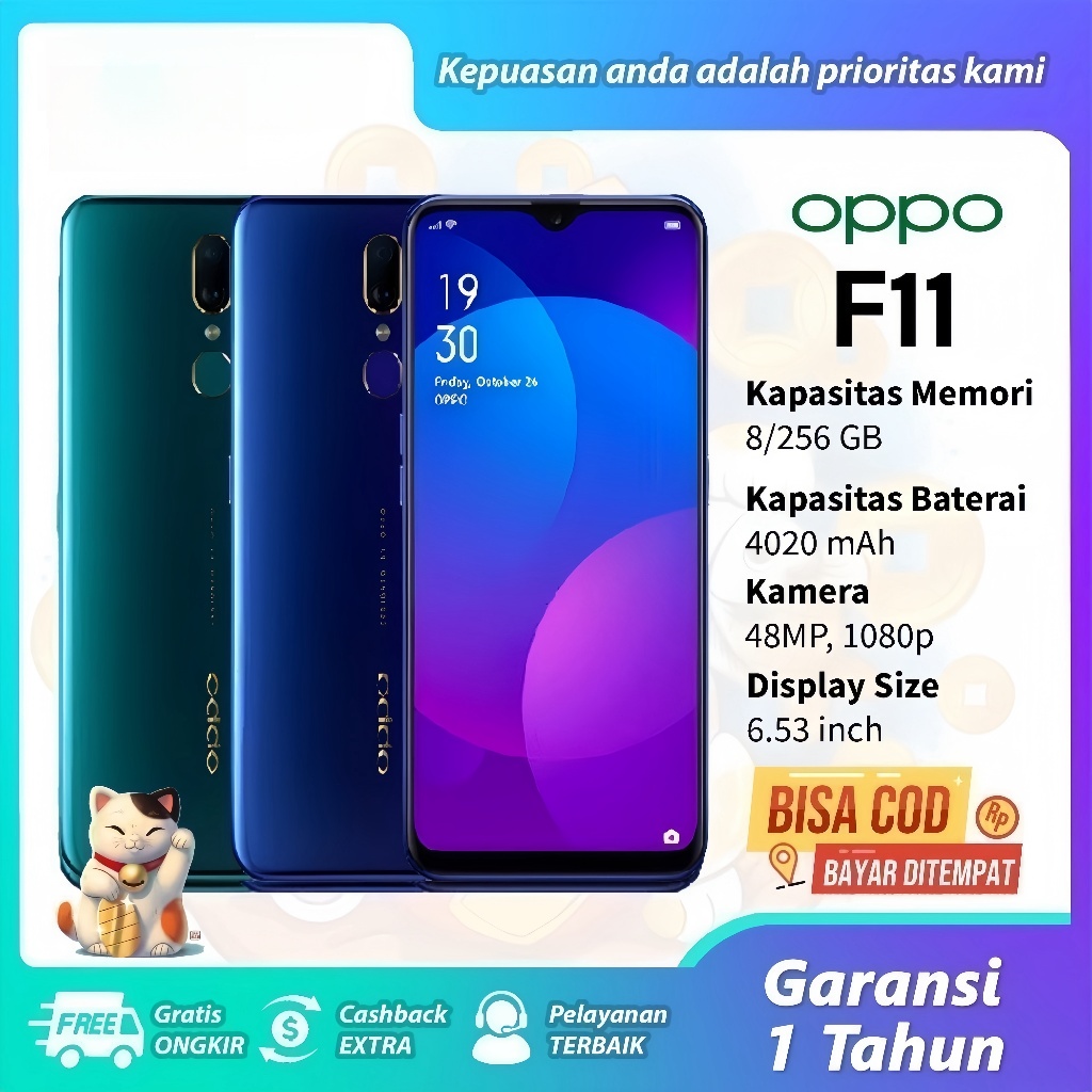 HP OPPO  F11pro/F11 RAM8/256GB 6.53FHD+ CAMERA16/48+8MP 4G LTE ori 100% Murah Baru segel Garansi 1 T