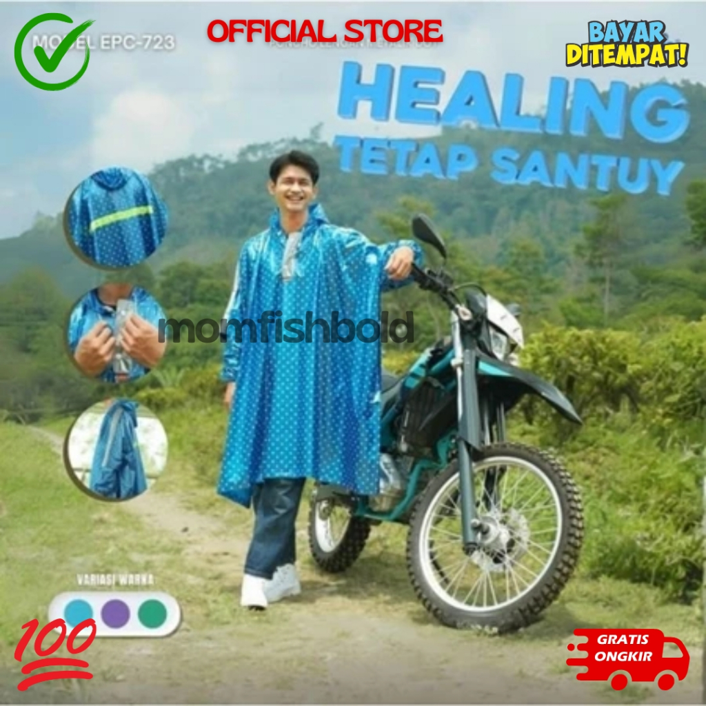 Jas Hujan Ponco Lengan Metalik Dot Super Funtastik Dot Elmondo 723