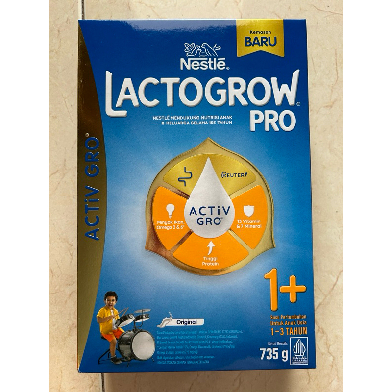 Lactogrow 3 / 1+ Original / Plain 735gram (Kemasan Baru)