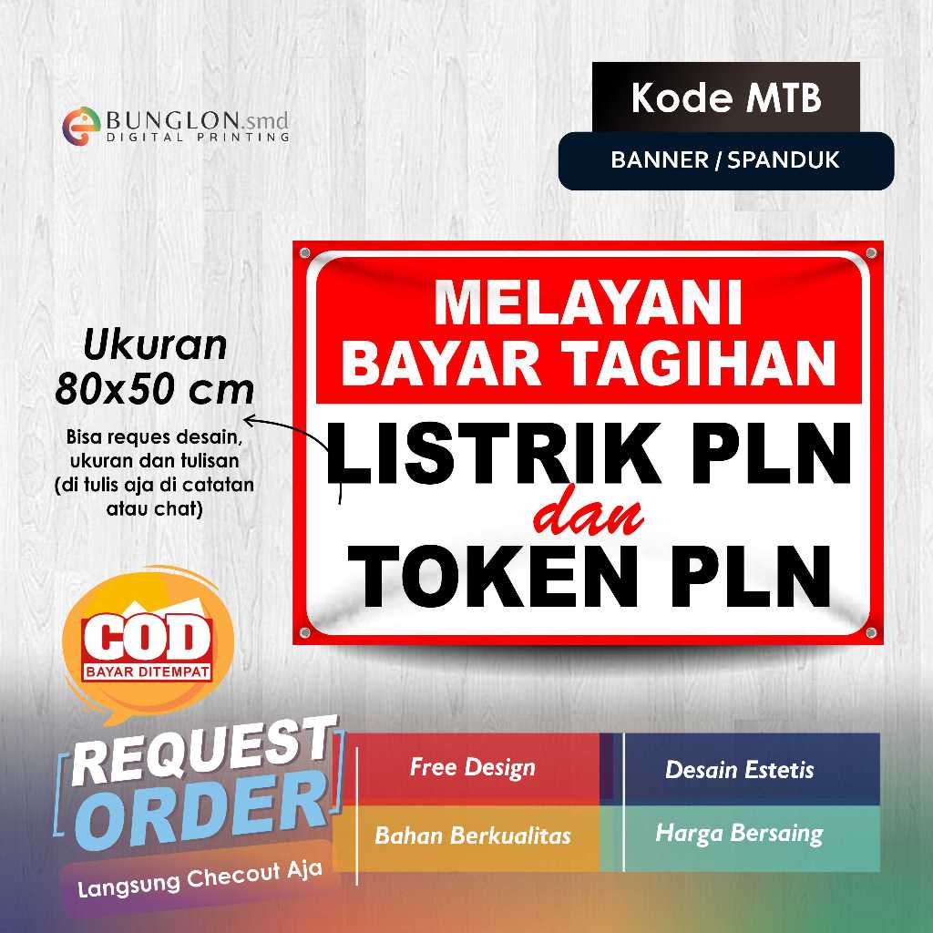 SPNDUK BANNER MELAYANI TAGIHAN LISTRIK PLN DAN TAGIHAN PLN KODE MTB MERAH