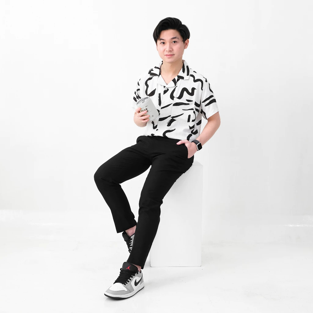 LINI Shop Ofc - Short Hawaiian Shirt | Kemeja Pantai Motif Daun Hawaiian | Blanco Hawaiian Shirt | B