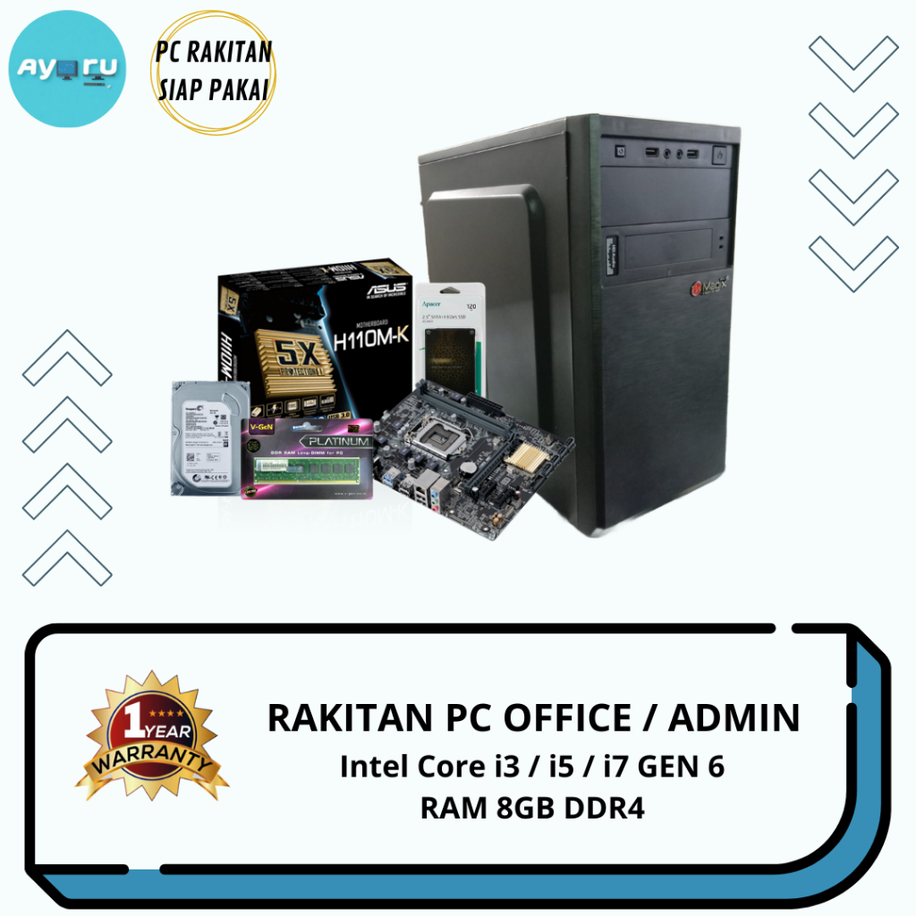 PAKET PC RAKITAN CORE i3 / i5 / i7 GEN 6 FOR ADMIN