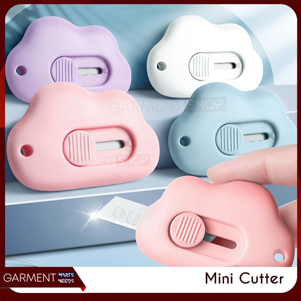 

LEWAN - Cutter Mini Lucu Model Awan Pembuka Paket Estetik Pisau Silet Portable Pemotong Solasi Lakban Kertas Warna Warni