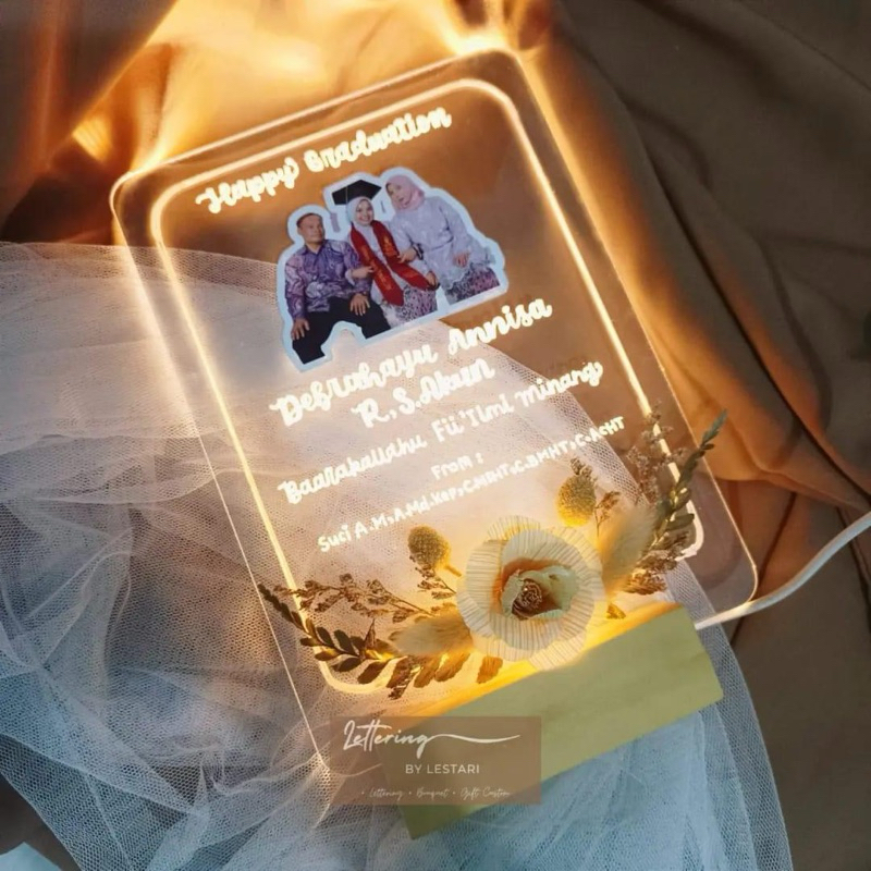 Lettering Acrylic Kado Pernikahan Kado wisuda Hiasan kamar dan lampu tidur