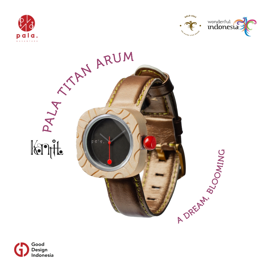PALA Nusantara Titan Arum Kantil Jam Tangan Kayu Kulit Anti Air Fashion Unisex Unik