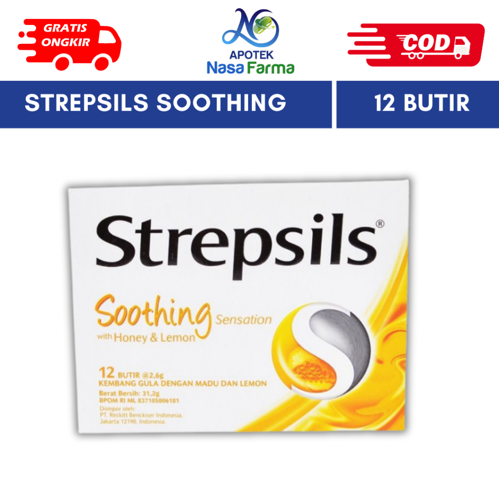 

Strepsils Soothing Honey Lemon Box @12 Butir - Permen (Tablet Hisap) Pelega Tenggorokan