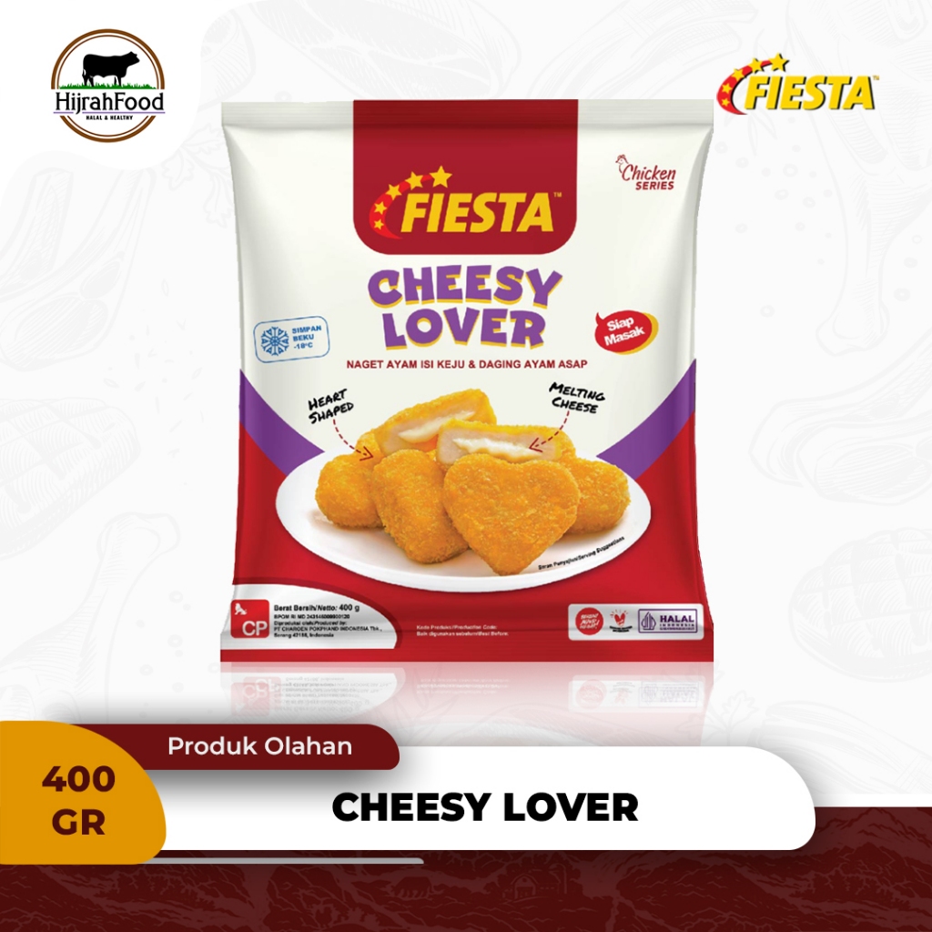 

Fiesta Cheesy Lover Naget Ayam Isi Keju dan Daging Ayam Asap Nugget Siap Masak 400 gram