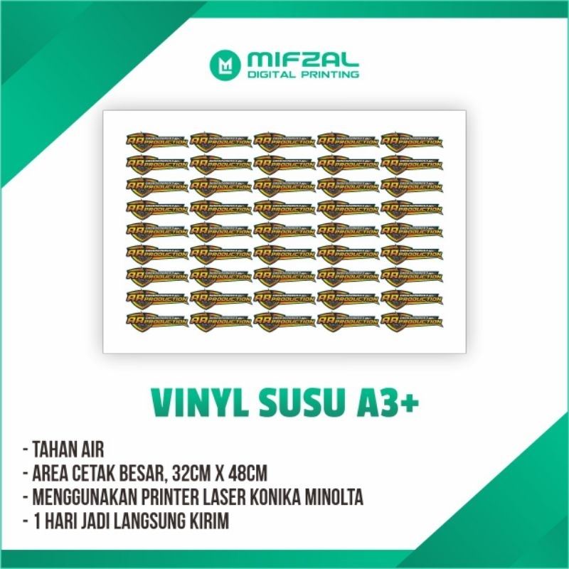 

STICKER A3+ VINYL SUSU / VINYL TRANSPARAN | PRINT-DESAIN-KISS CUTT-ANTI AIR