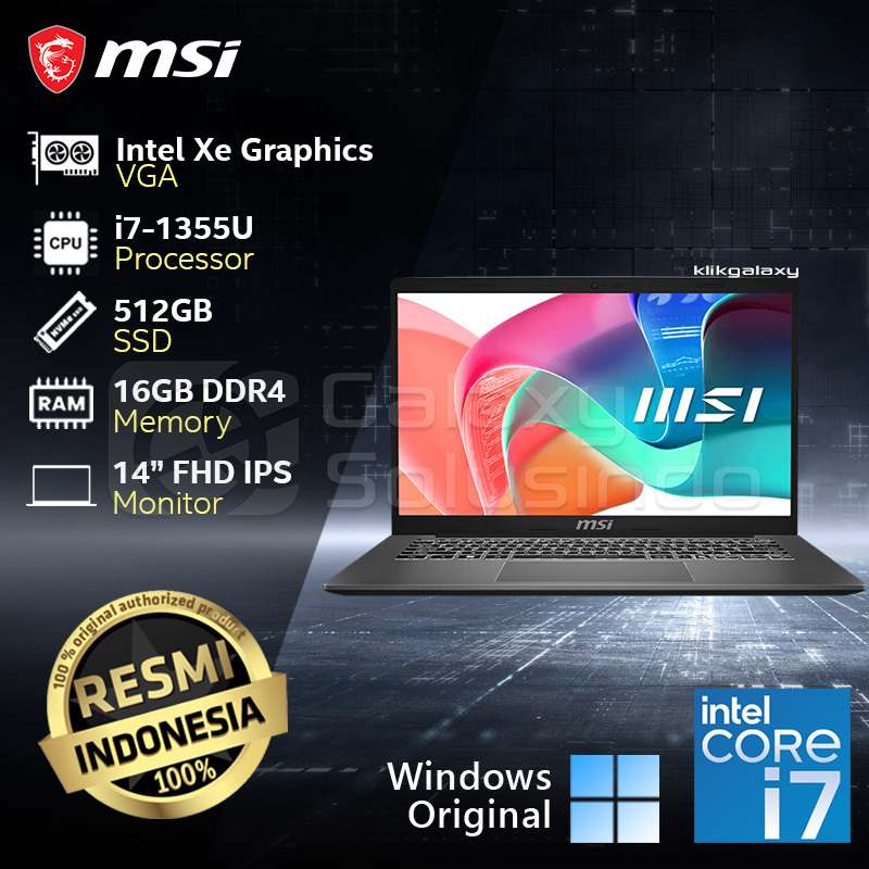 MSI MODERN 14 F13MG 064ID Intel Core I7 1355U 512GB SSD 16GB RAM INTEL IRIS XE GRAPHIC - Platinum Gr