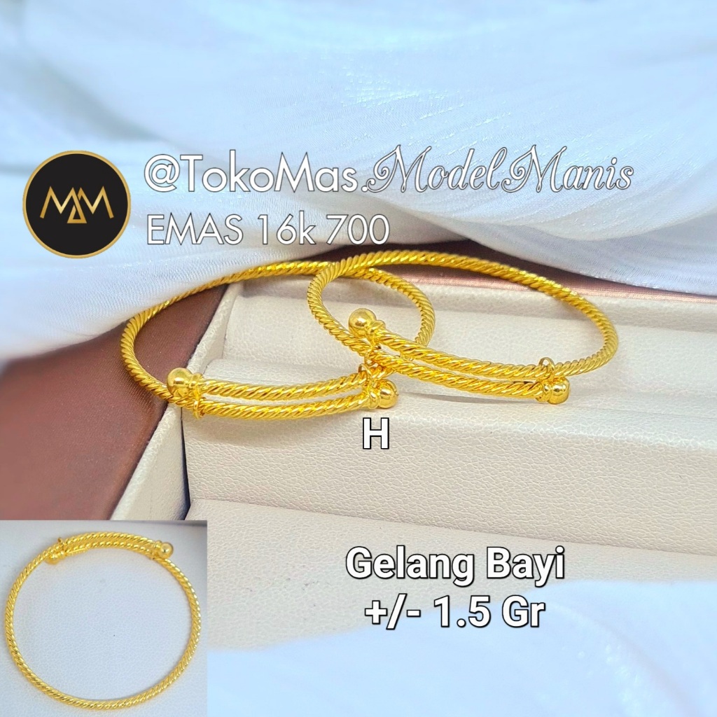 Gelang emas bayi baby emas kuning 700 kadar 16 K
