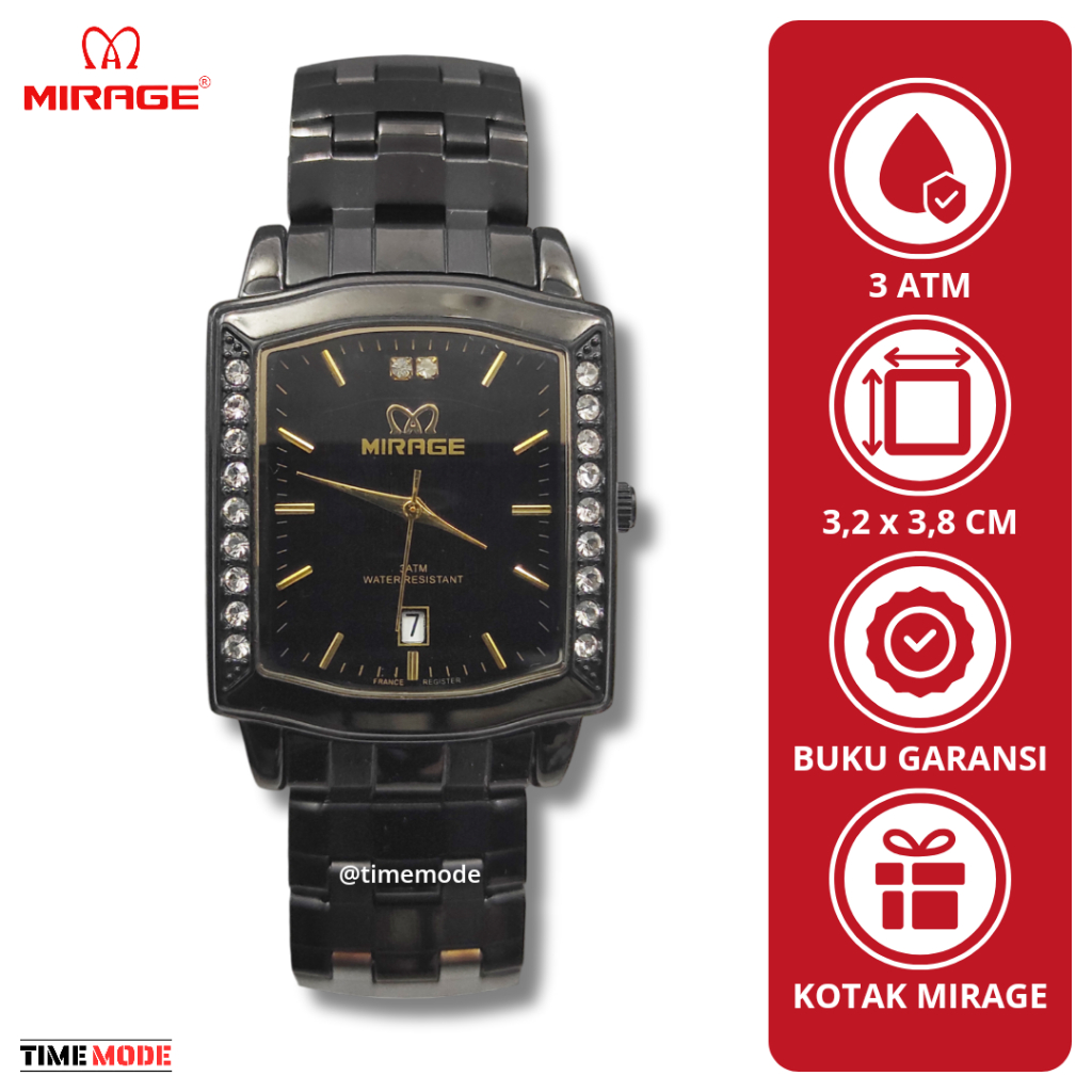 MIRAGE Jam Tangan Pria Mirage Original 7442 BSP M Tanggal Analog