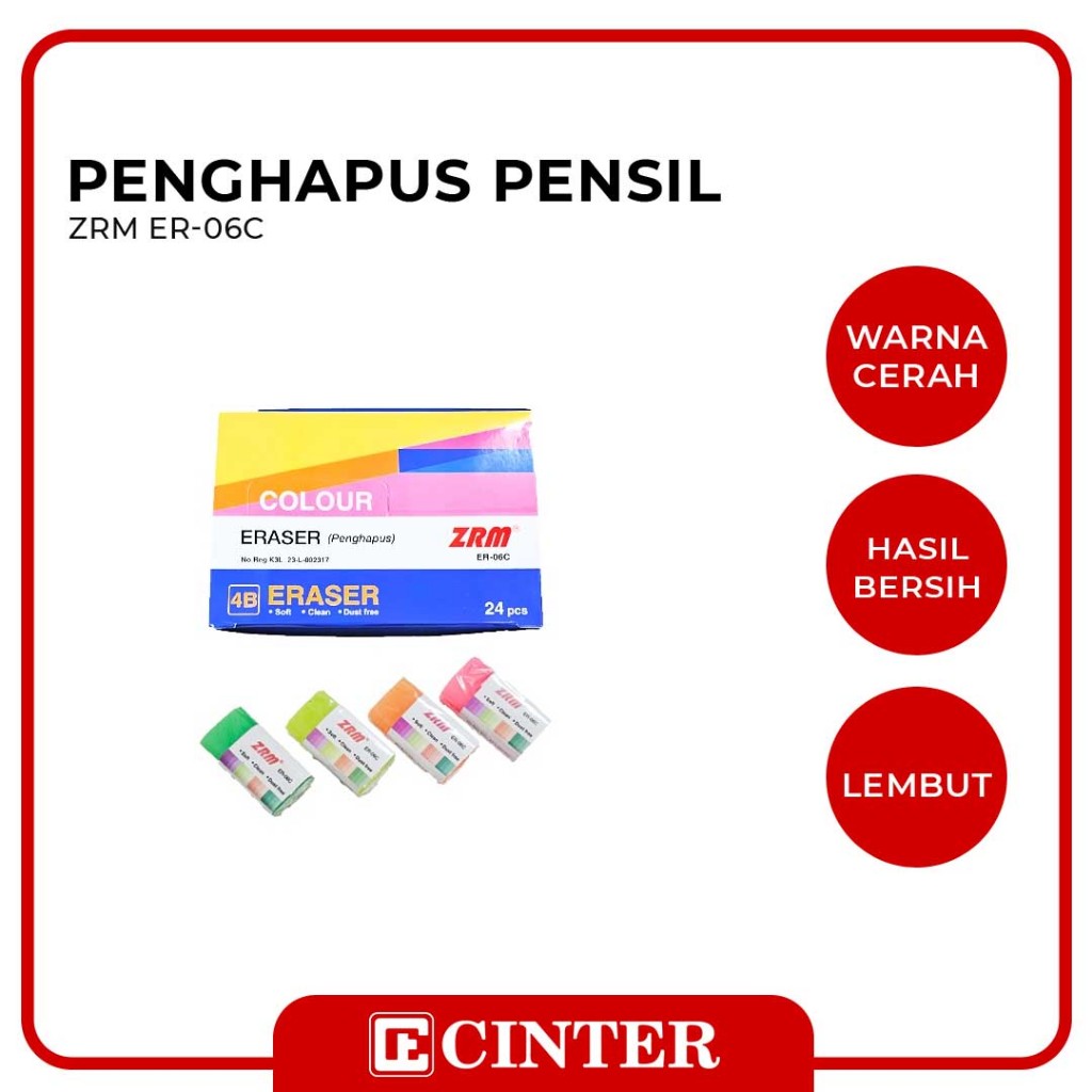 

ZRM - PENGHAPUS / SETIP / KARET KOREKSI / ERASER ZRM COLOUR ER-06C