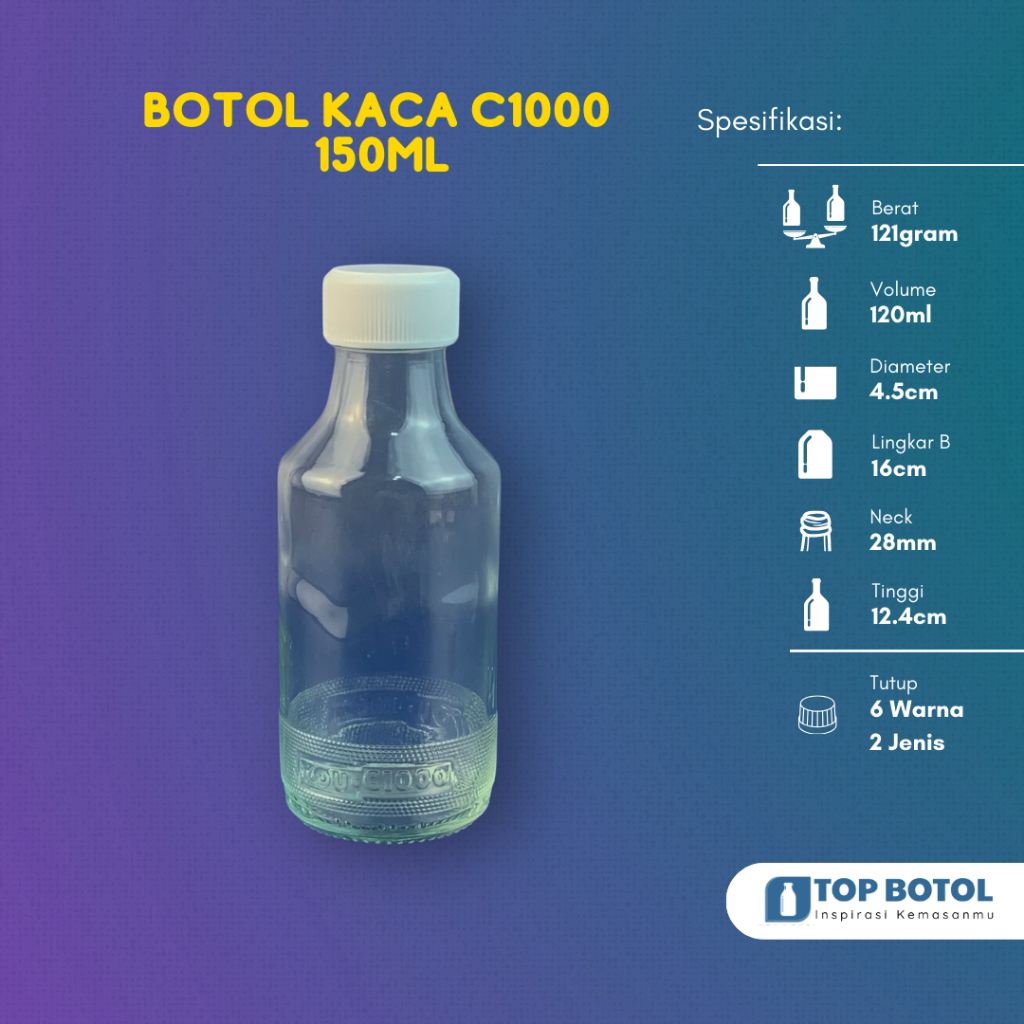 (Paket isi 26pcs) BOTOL KACA C1000 BOTOL KACA 150ML BENING BOTOL KACA 150ML BOTOL JUS 150ML KEMASAN 