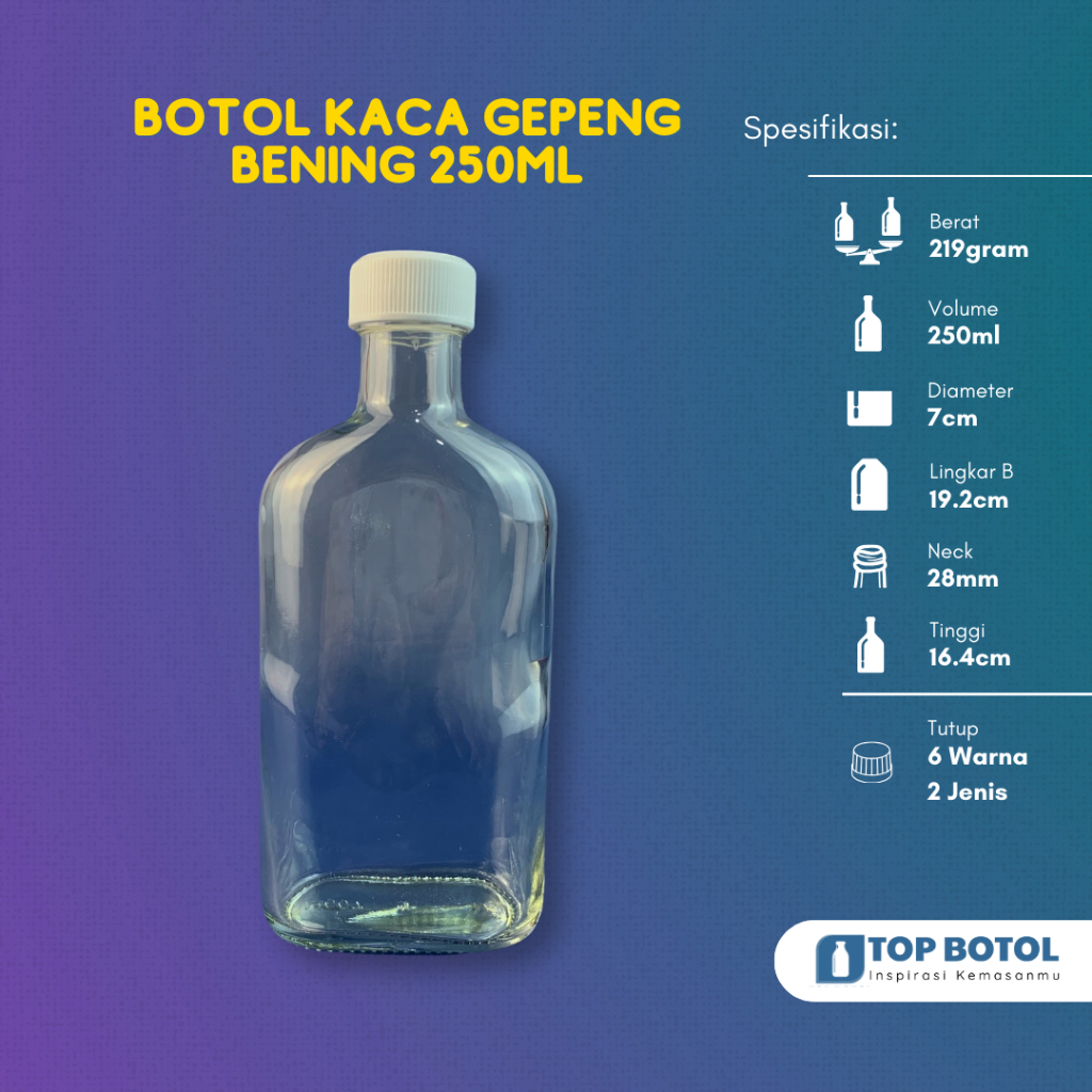 (Paket isi 22pcs) BOTOL KACA GEPENG BENING 250ML BOTOL KACA 250ML BOTOL FLAT 250ML BOTOL KOPI BENING