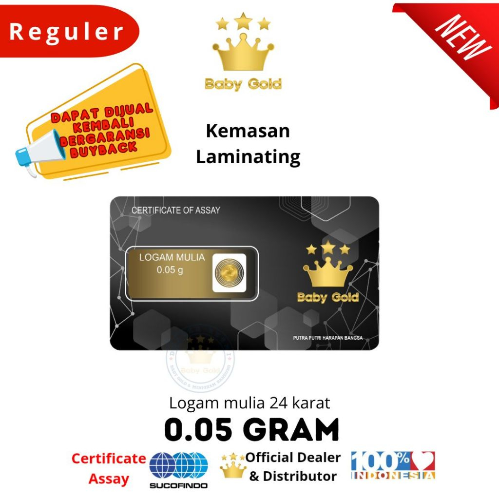 BABY GOLD LOGAM MULIA EMAS MINI 0.05 GRAM