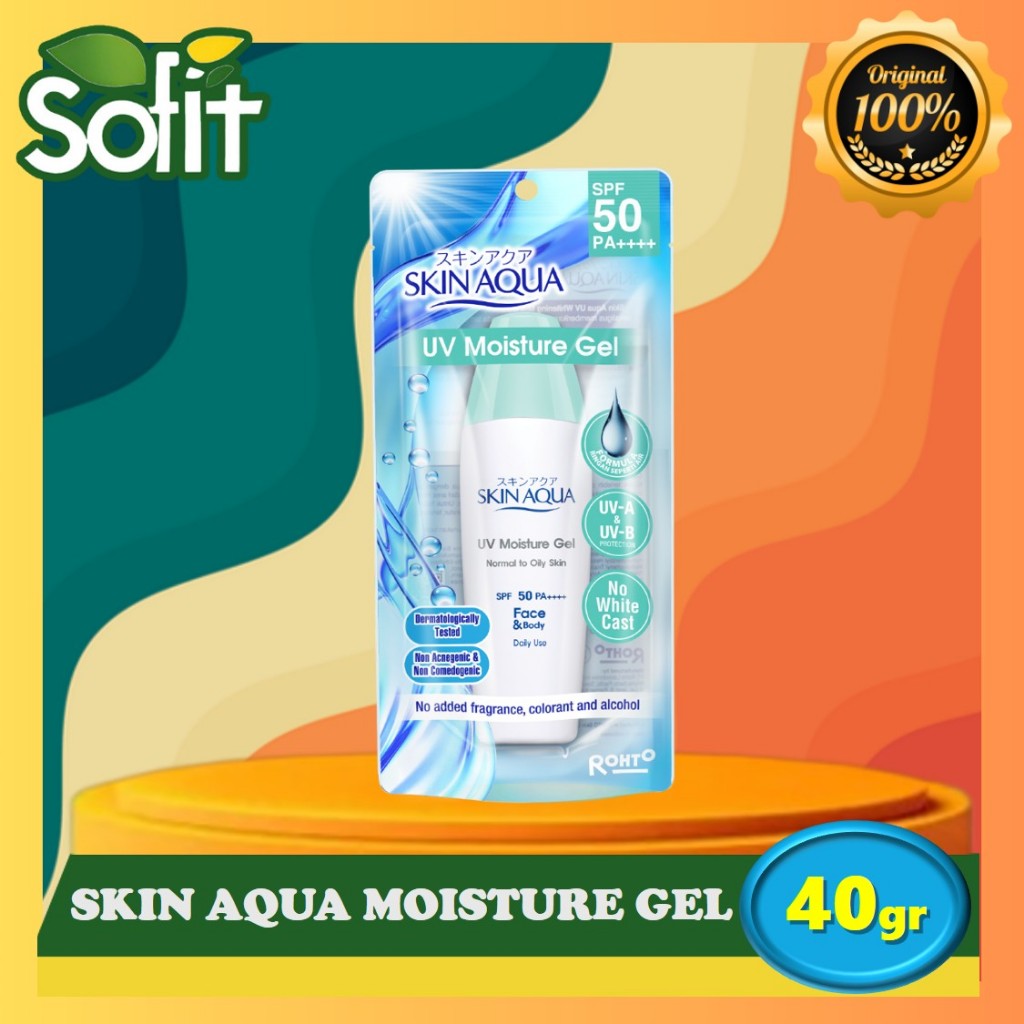 Skin Aqua UV Moisture Gel SPF50 PA++++ 40gr (Hijau) - UV Protect Sunscreen for Oily Skin - Sofit