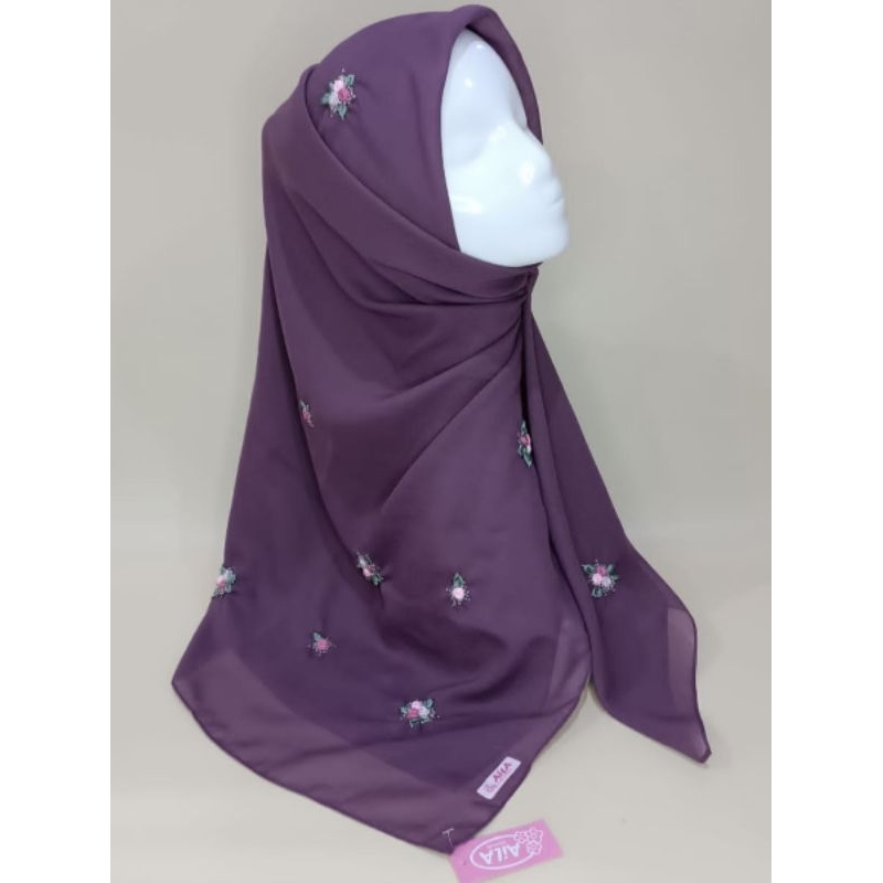 AiLA Product - AISHA Square - Hijab Kerudung Segi Empat Pollycotton Sulam Handmade