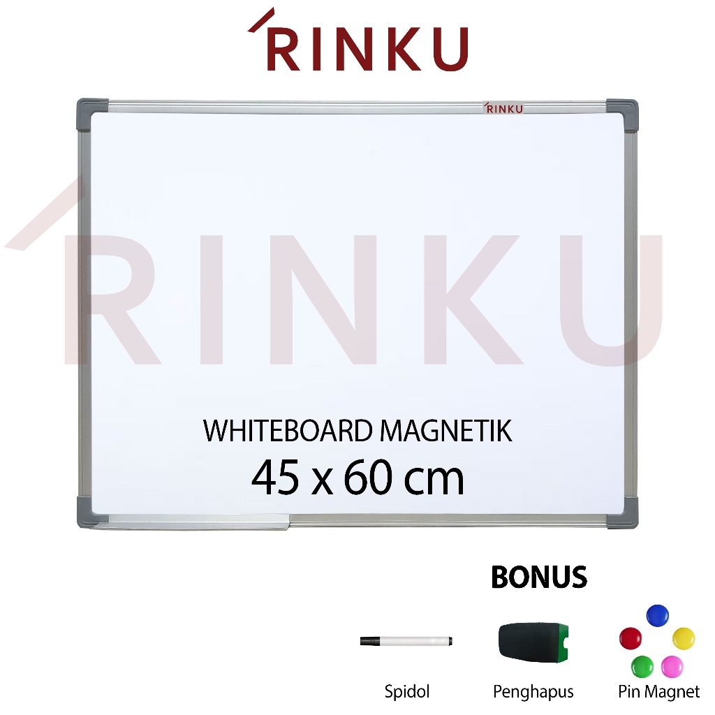 

Papan Tulis Whiteboard Gantung Magnetik Rinku 45x60 cm