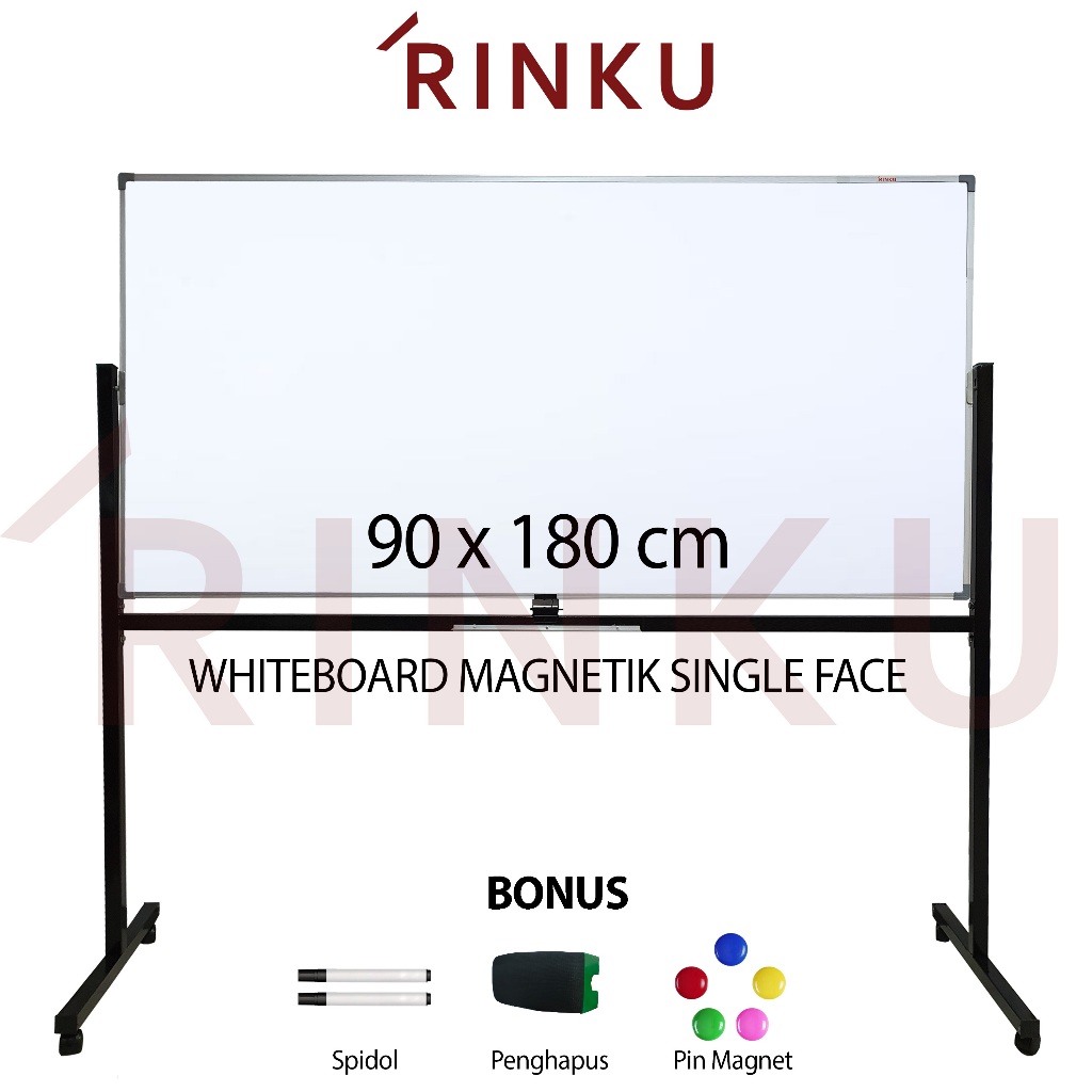 

Papan Tulis Whiteboard Standing Magnetik Single Face Rinku 90x180 cm
