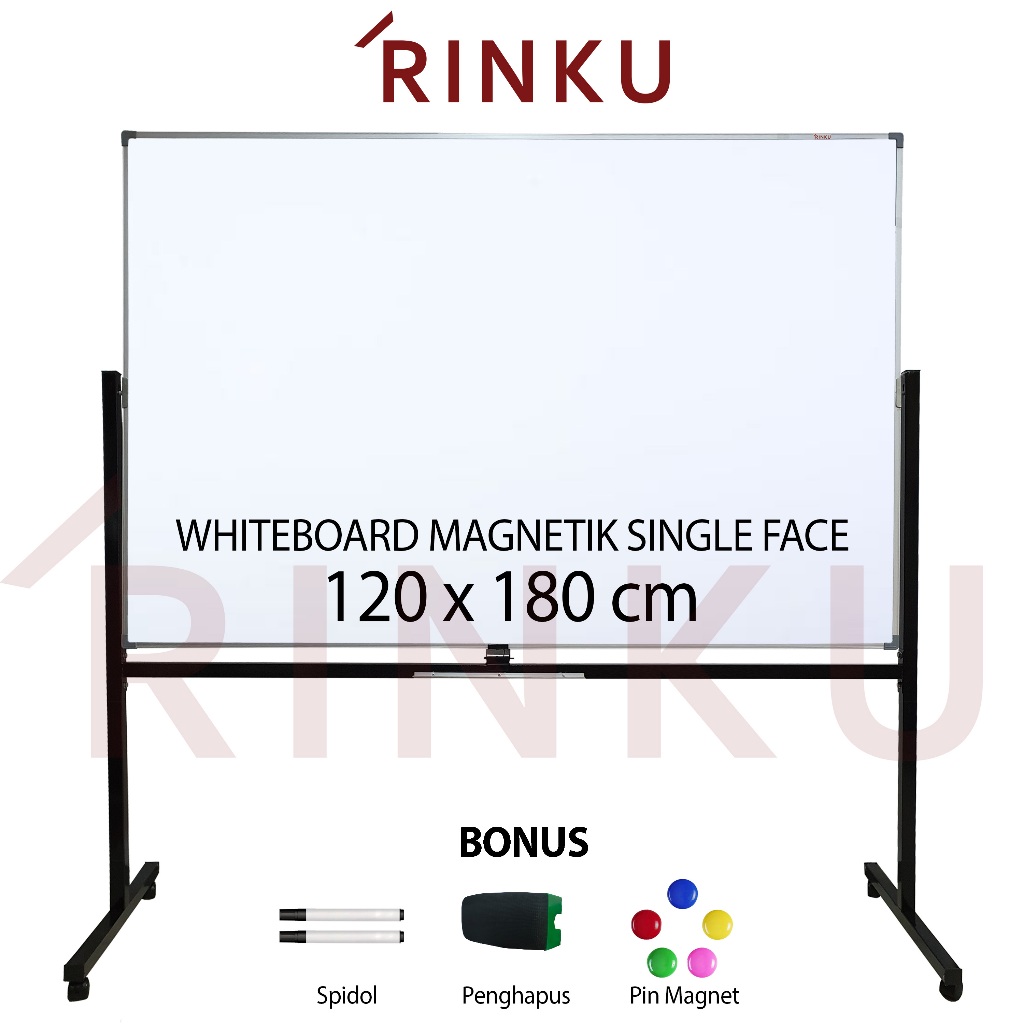 

Papan Tulis Whiteboard Standing Magnetik Single Face Rinku 120x180 cm