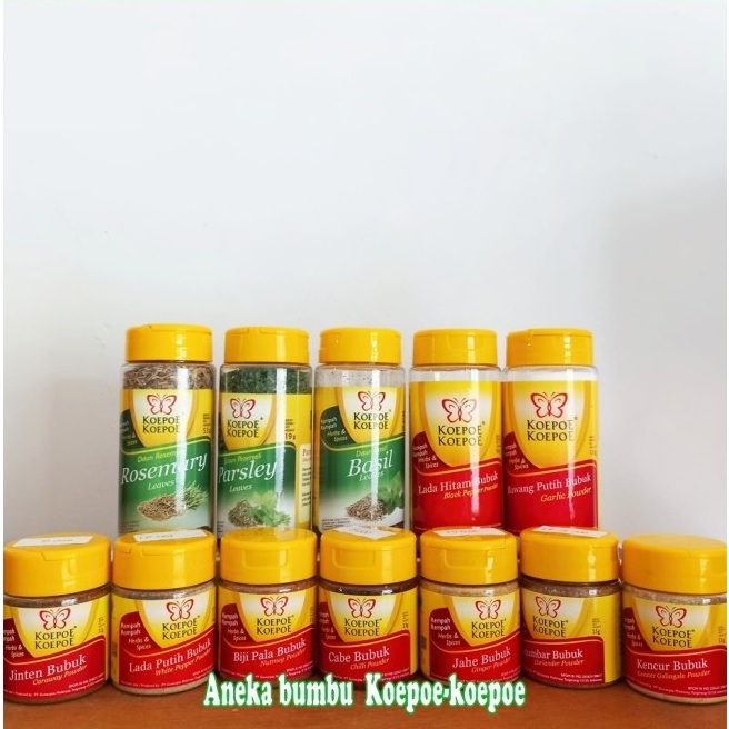 

KOEPOE Rempah Lada, Jahe, Kencur, Sendawa, Ketumbar, Pala, Jinten, bawang putih bubuk kupu-kupu bumbu rempah masak