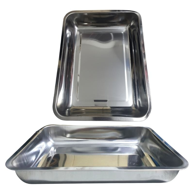 Nampan Stainless Tinggi Persegi 32 Cm 36 Cm 40 cm/Baki Stainless Tebal Tinggi