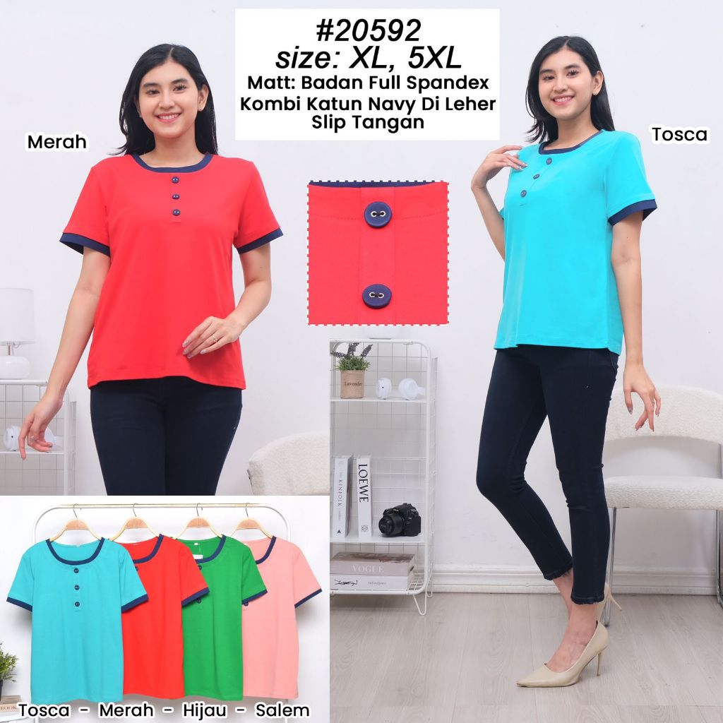 CUBIC Blouse Katun x Kaos Pendek Stretch Daily Wanita 20592 Size XL Dan 5L