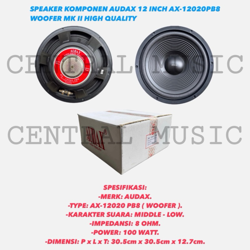 SPEAKER KOMPONEN AUDAX 12 INCH AX-12020PB8 WOOFER MK II HIGH QUALITY