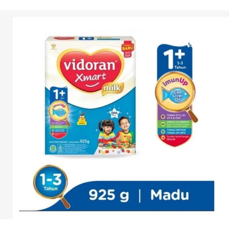 

VIDORAN XMART 1+ 925GR VANILA MADU IMUN UP SUSU FORMULA TAHAP 1 925 GR SSKD