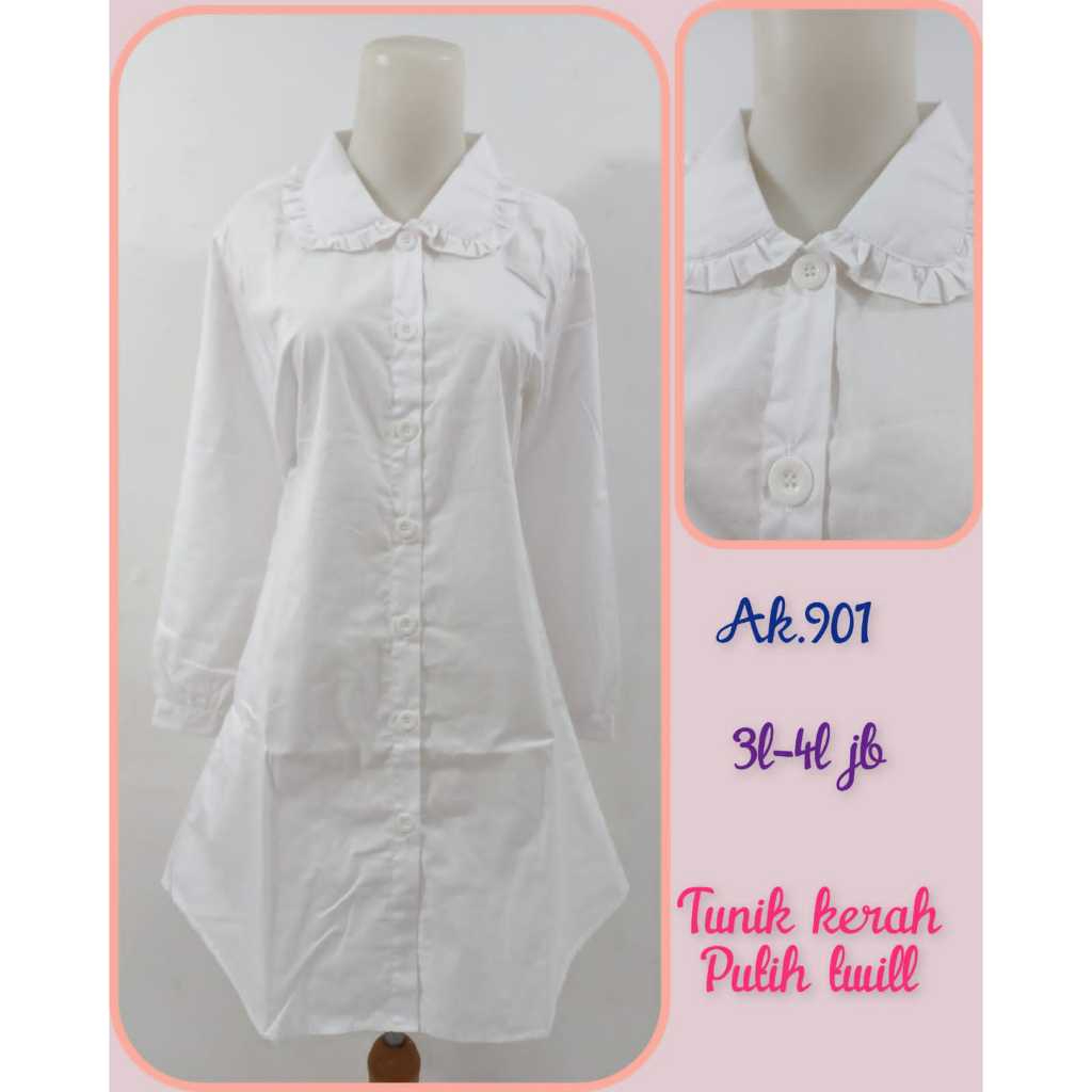 Atasan Tunik Wanita Putih Katun Premium Simpel
